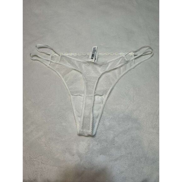 Victoria’s Secret PINK White Daisy Embroidered Mesh Thong Size 2XL - Picture 3 of 7